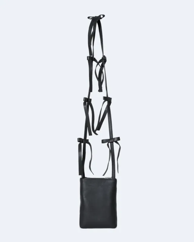 Completedworks Bows sac bandoulière cuir noir à nœuds