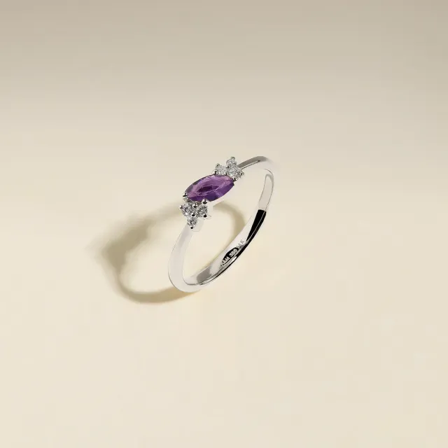 Astrid & Miyu February Milestone bague améthyste or blanc
