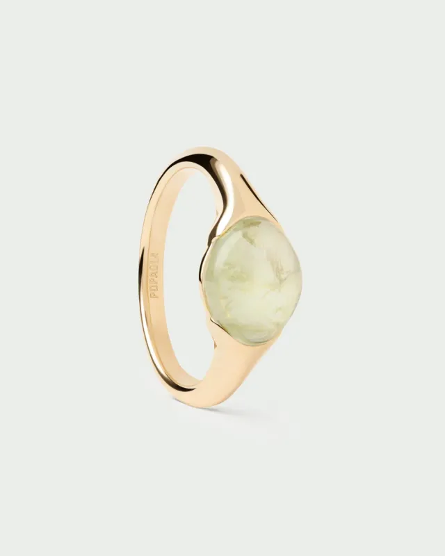 PDPAOLA Bay bague plaqué or prehnite