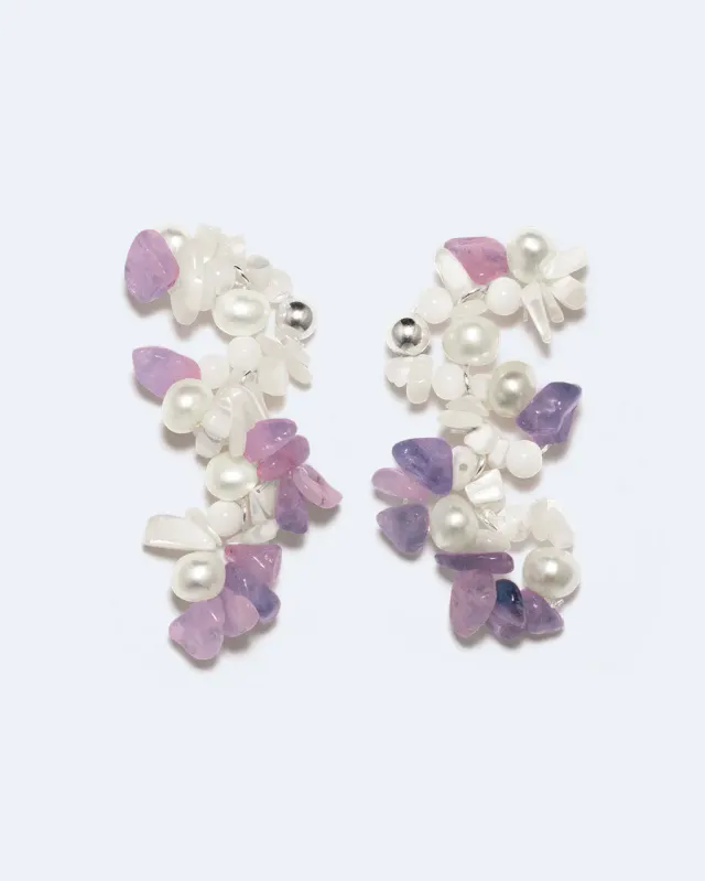 Completedworks Hum boucles d'oreilles perle améthyste