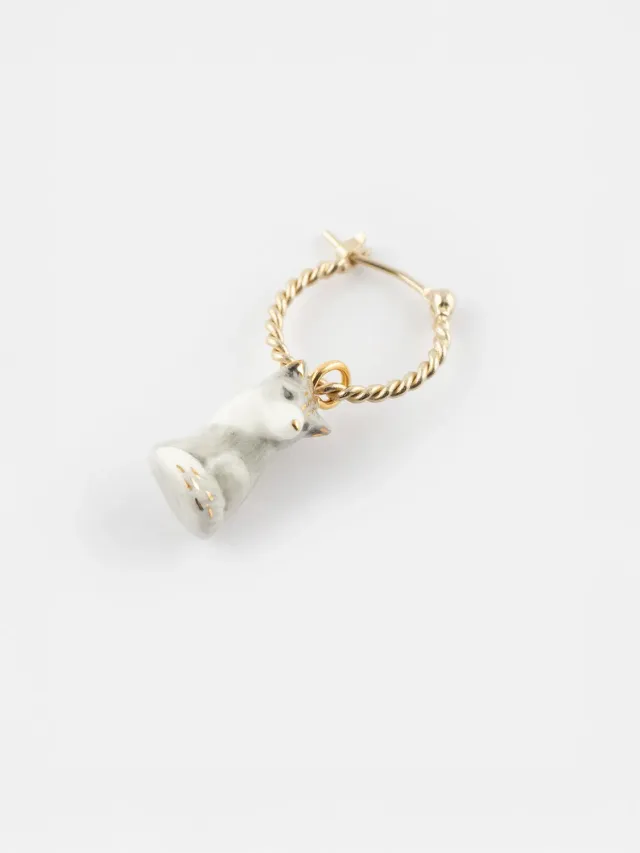 Nach Bijoux Renard polaire mini créole boucle arctique