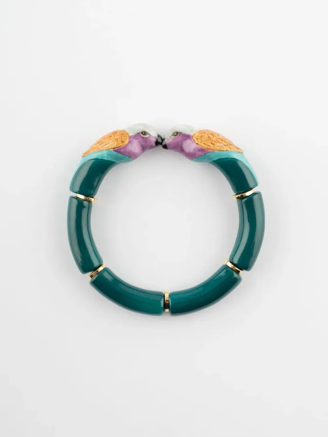 Nach Bijoux bracelet bisou oiseaux porcelaine élastique