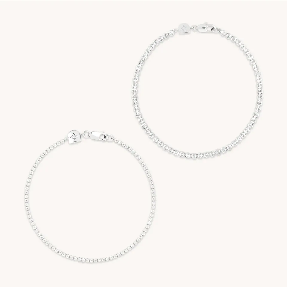 Astrid & Miyu Tennis Bracelet Stacking Set bracelet argent éclat