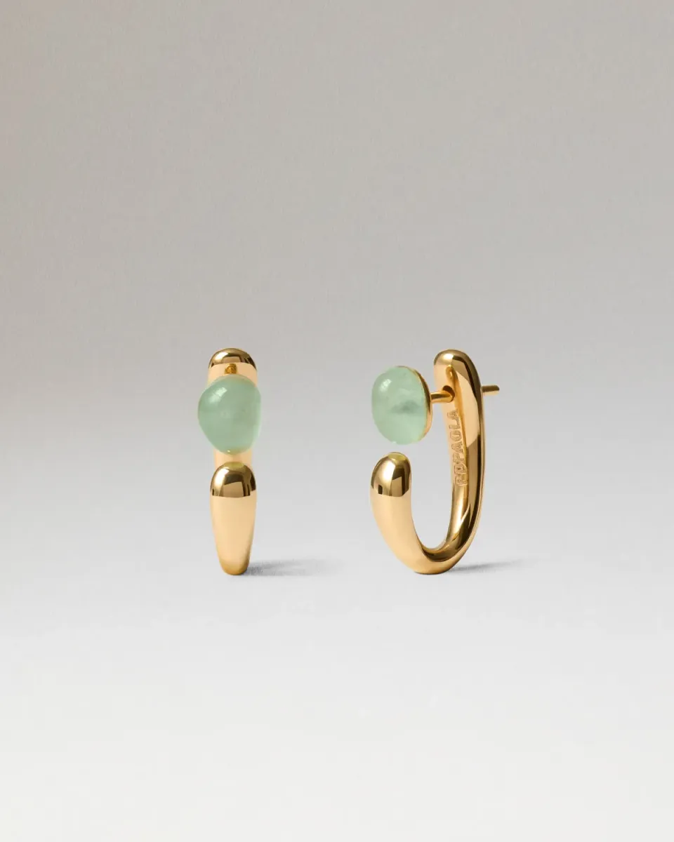 PDPAOLA Nova boucles aventurine verte plaqué or