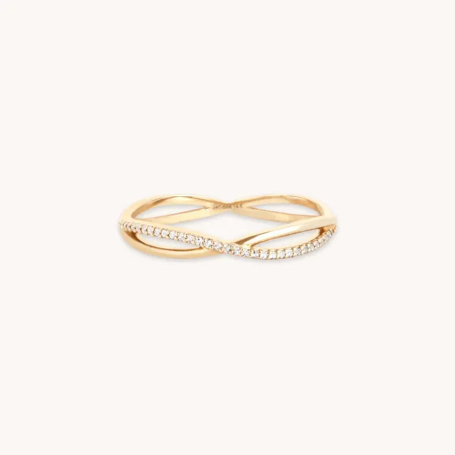 Astrid & Miyu Infinite Topaz Pavé bague or topaze infini