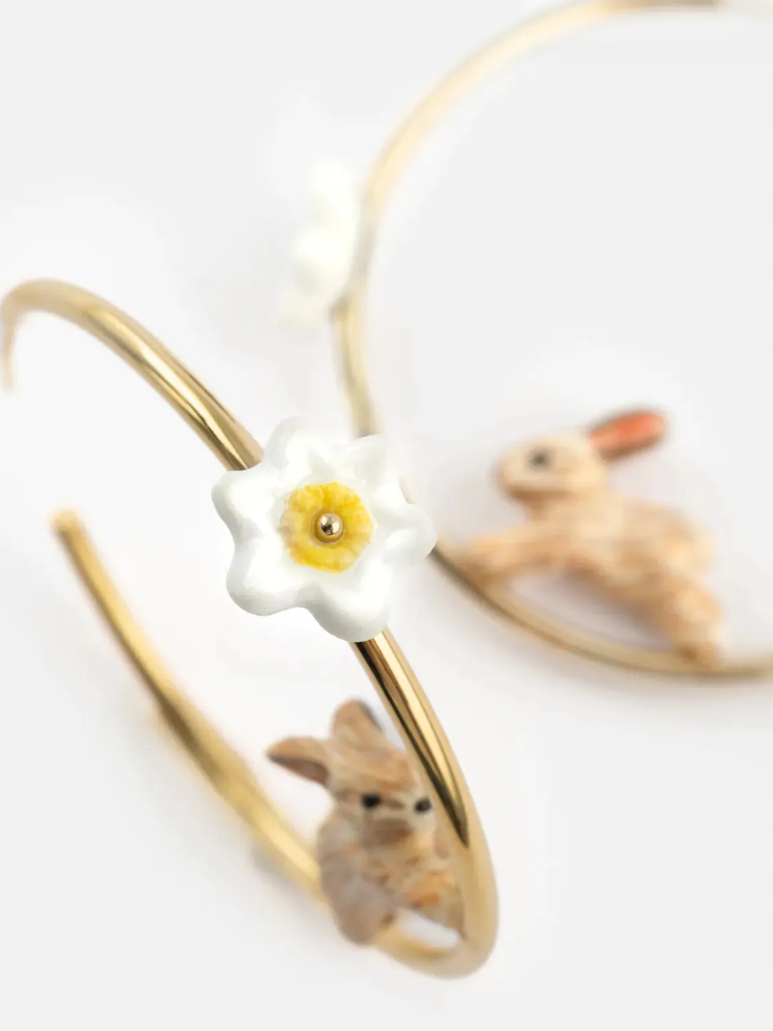 Nach Bijoux lapin jonquille créoles porcelaine 4,5 cm