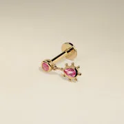 Astrid & Miyu Beaded Charm piercing saphir rose or massif
