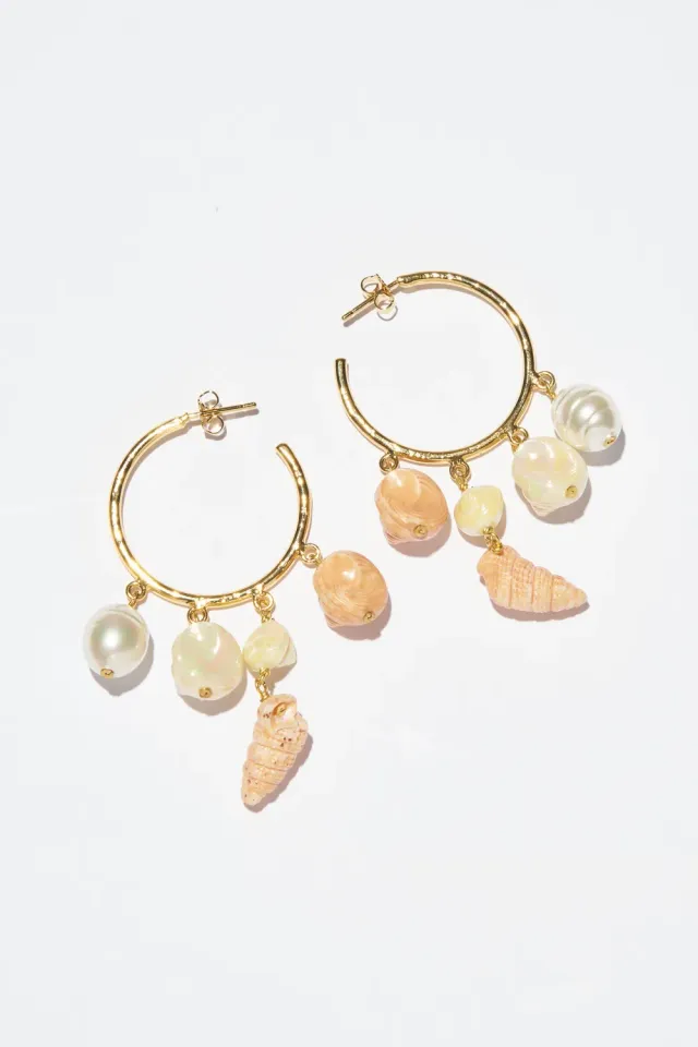 Philippe Ferrandis Corfou coquillages boucles d'oreilles créoles dorées