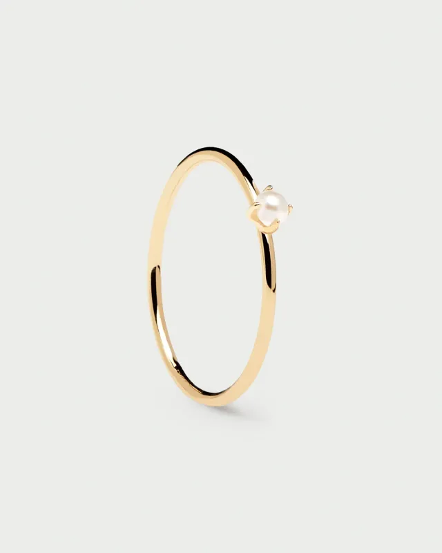 PDPAOLA Essentials bague Solitary Pearl or perle