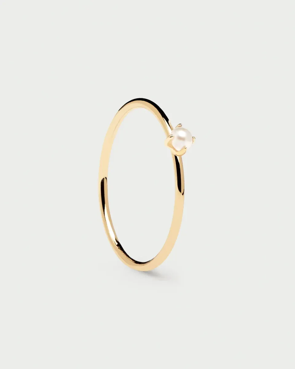 PDPAOLA Essentials bague Solitary Pearl or perle
