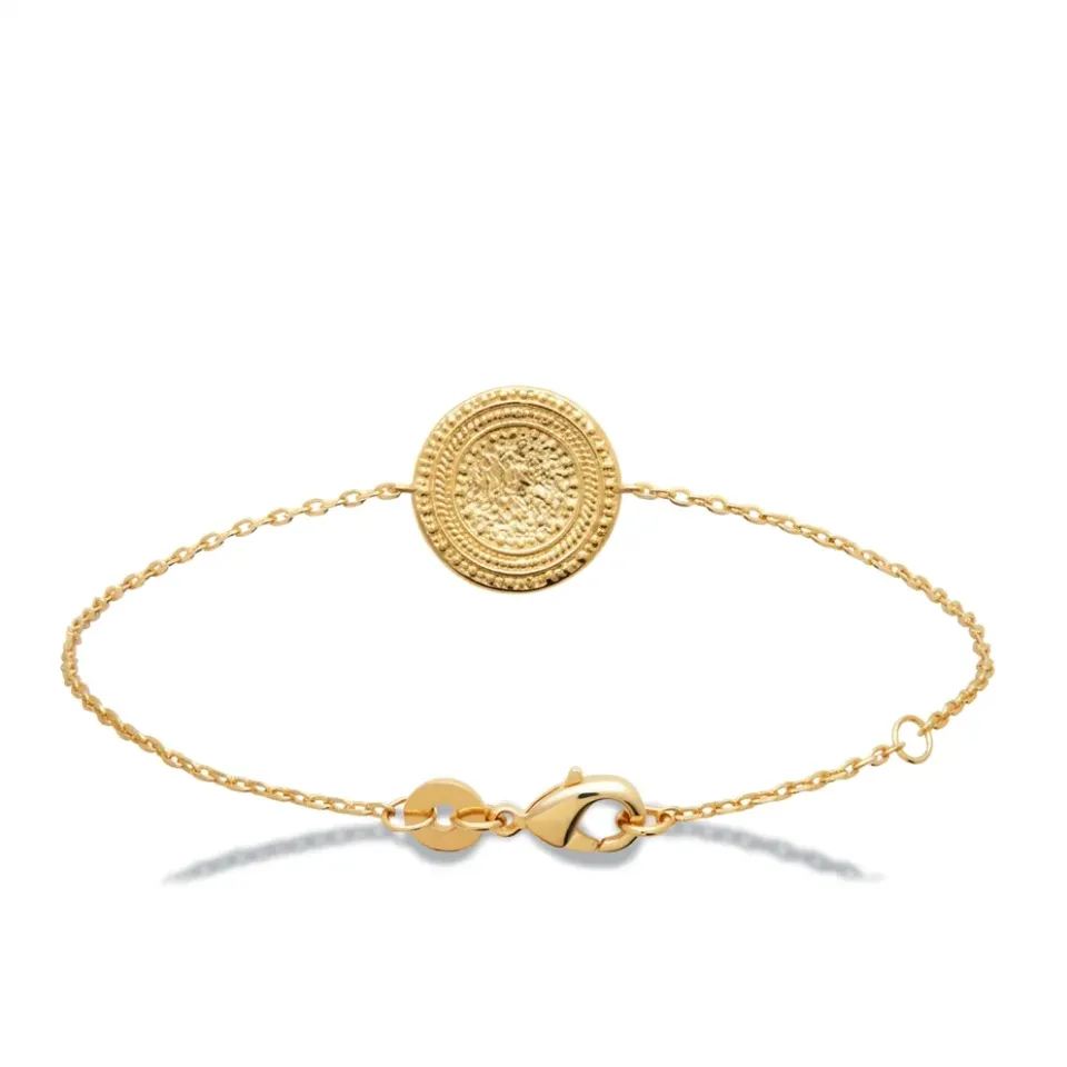 Nao de Paris Médaille Gravée bracelet plaqué or 18 cm