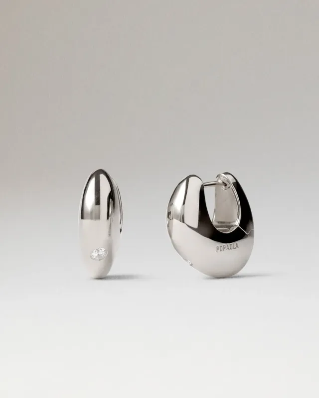 PDPAOLA Wave créoles argent zirconia blanche 17,5 mm
