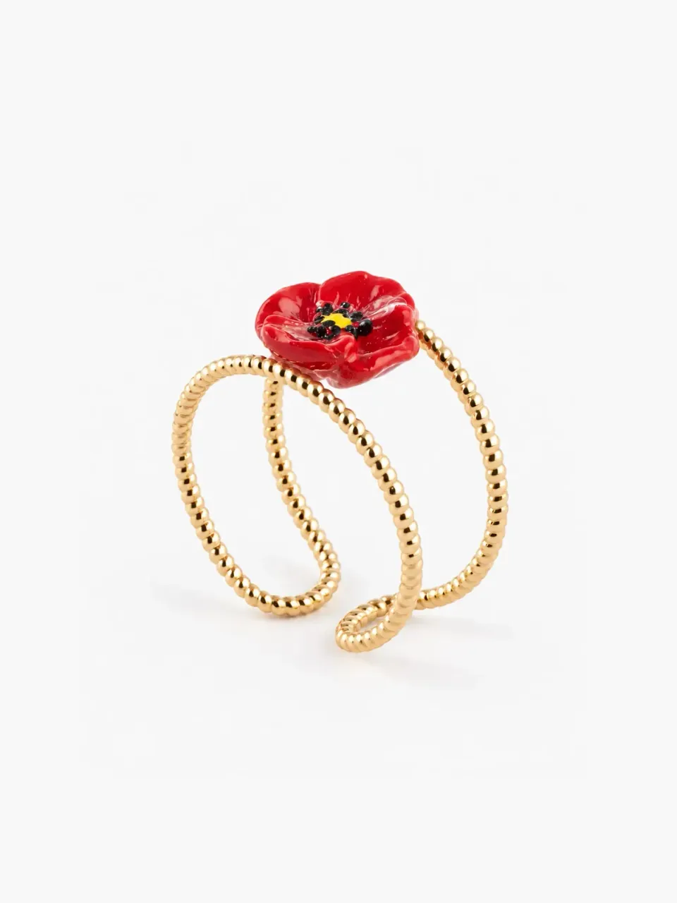 Nach Bijoux Coquelicot bague double anneau porcelaine rouge