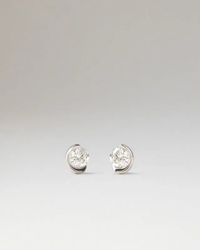 PDPAOLA Delia clous d’oreilles or blanc diamants