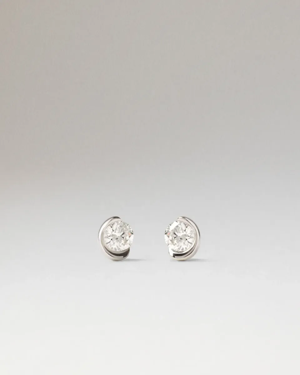 PDPAOLA Delia clous d’oreilles or blanc diamants