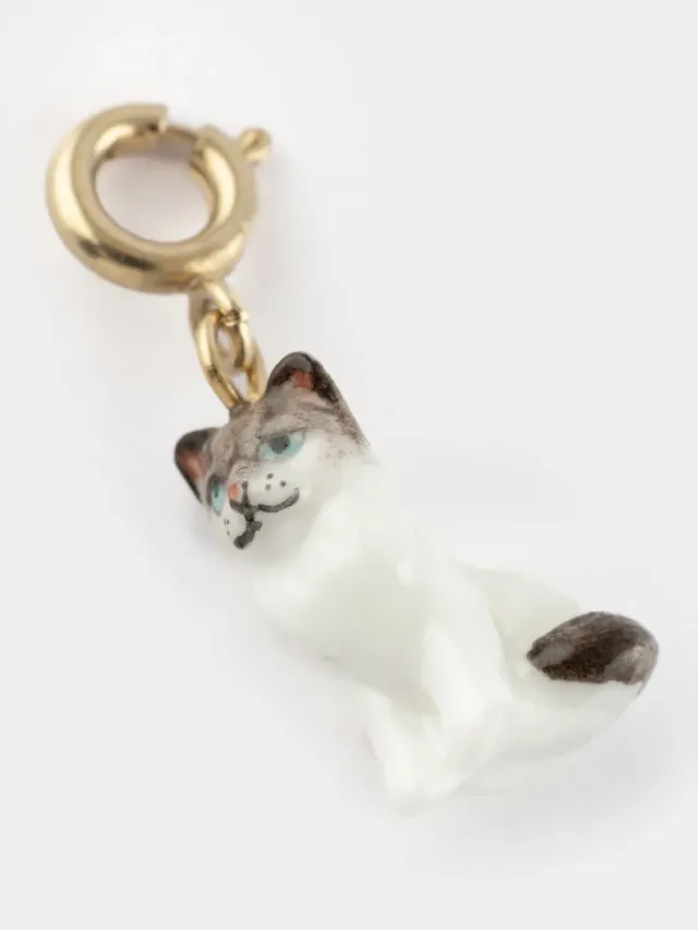 Nach Bijoux Chat Ragdoll charm's porcelaine doré