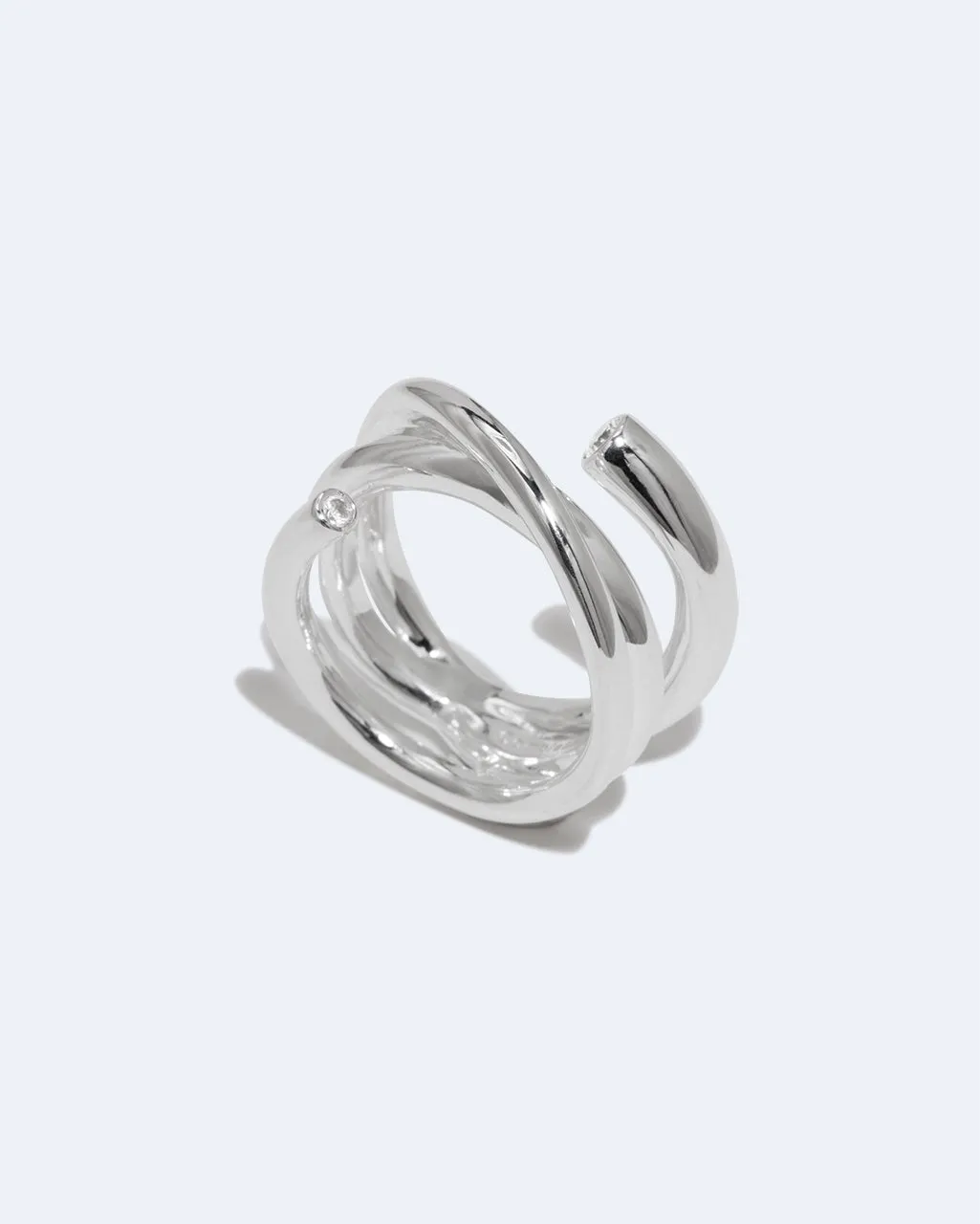 Completedworks Coil bague zirconia argent recyclé