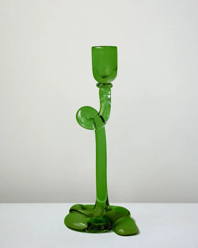 Completedworks Thaw bougeoir verre vert feuille