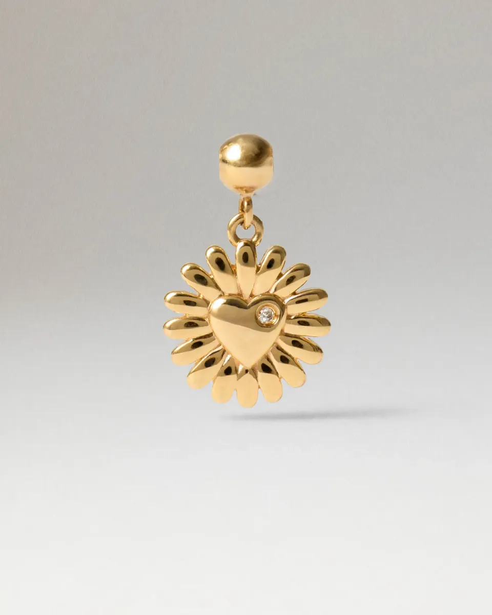 PDPAOLA Floral Heart charm doré zirconia 15 mm
