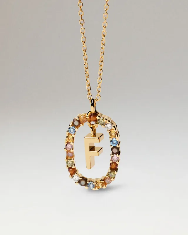 PDPAOLA Letters collier lettre F pierres plaqué or