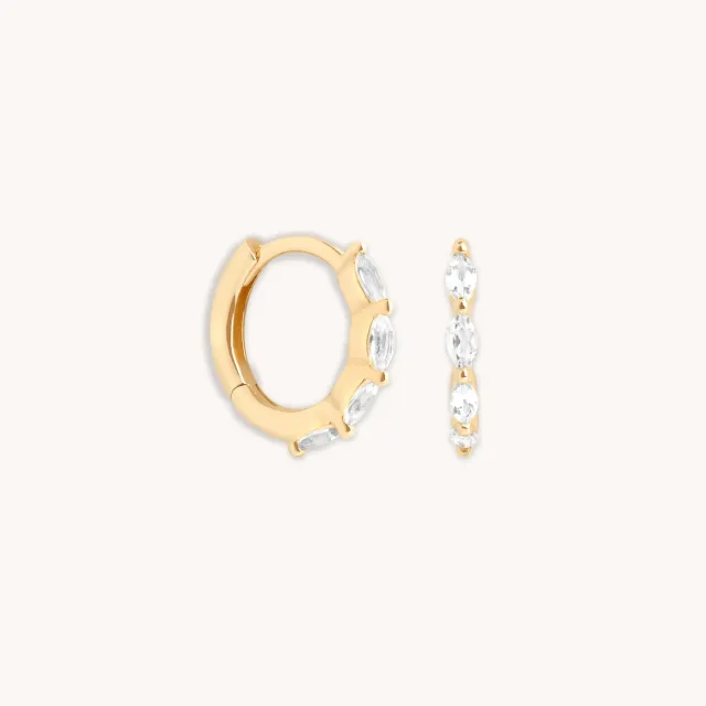 Astrid & Miyu White Topaz Marquise boucles or massif topaze