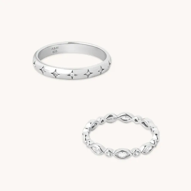 Astrid & Miyu Crystal Band set bagues argent cristal