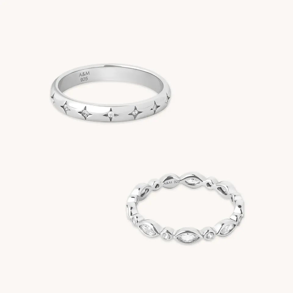 Astrid & Miyu Crystal Band set bagues argent cristal