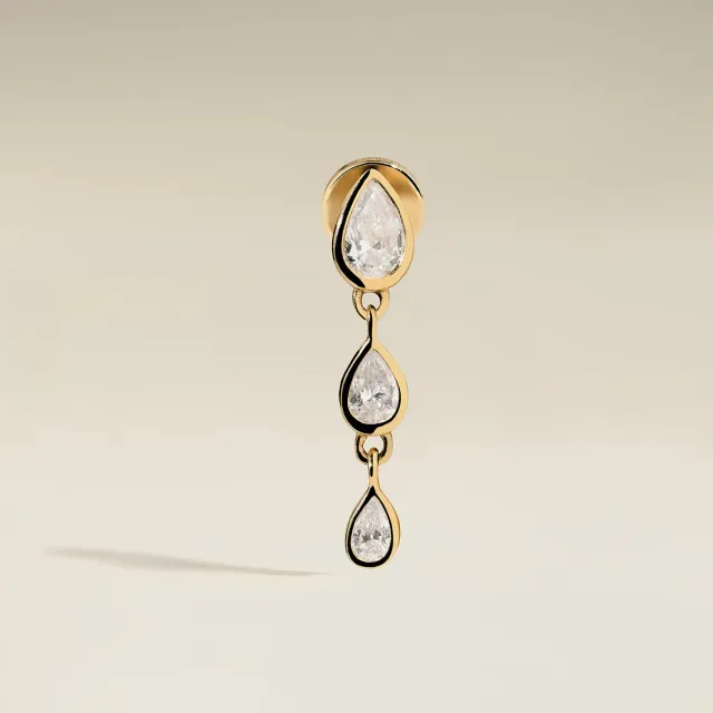 Astrid & Miyu Diamond Pear Drop Stud puces or massif