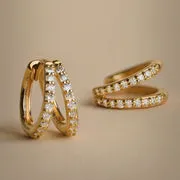 Astrid & Miyu Diamond Pavé Illusion créoles or massif