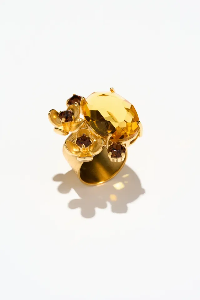 Philippe Ferrandis Eugénie bague ajustable dorée cristaux