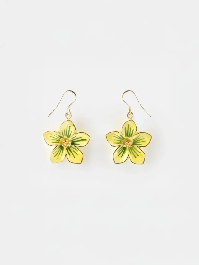 Nach Bijoux Pendantes fleur jaune boucles d'oreilles porcelaine