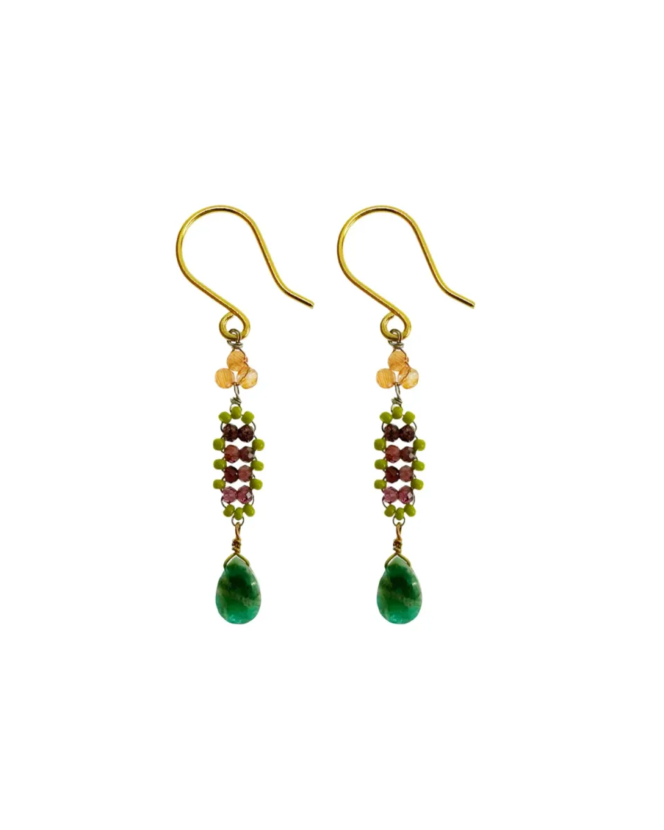 Le Fourbi de Capucine N23 boucles d'oreilles laiton doré grenat