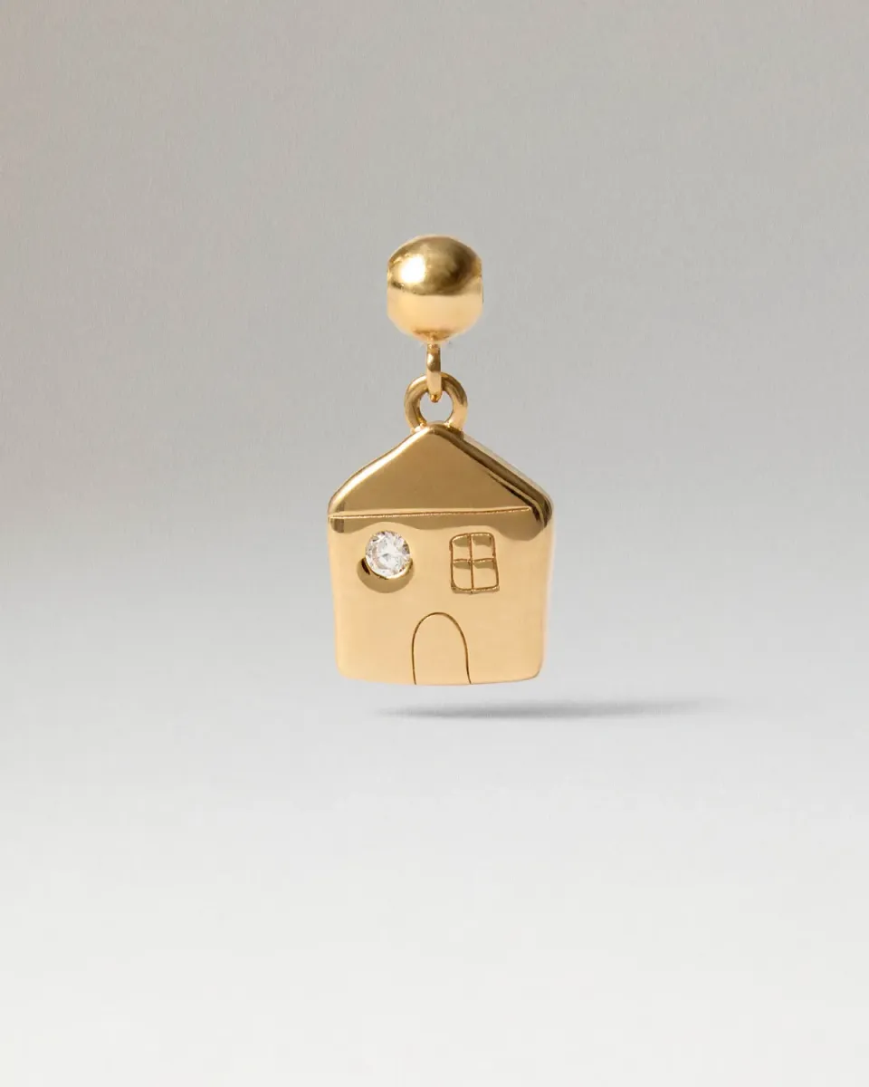 PDPAOLA Charms House charm doré zircon blanc