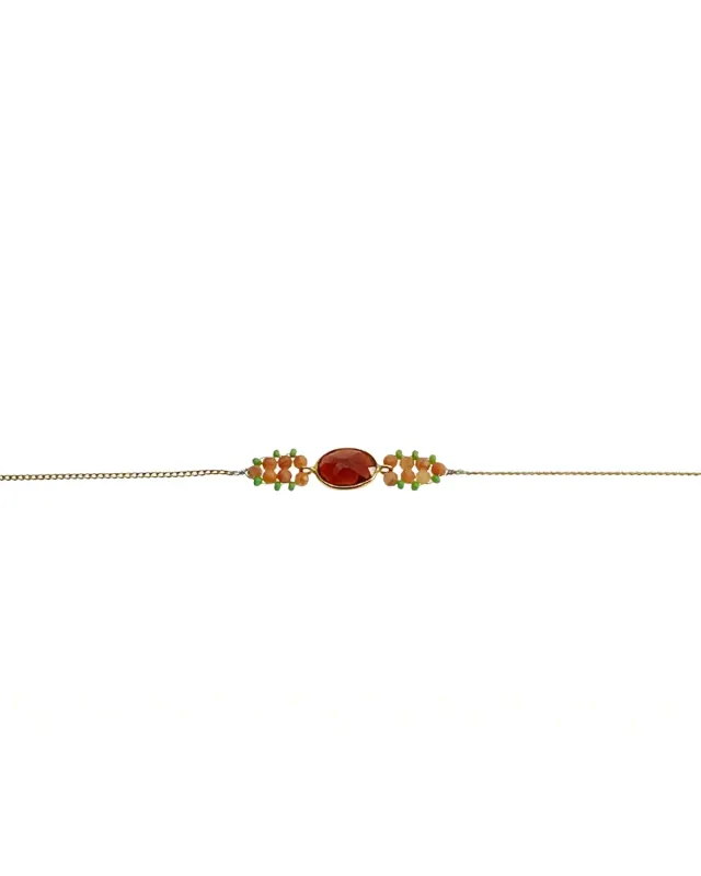 Le Fourbi de Capucine P31 bracelet laiton doré rhodocrosite