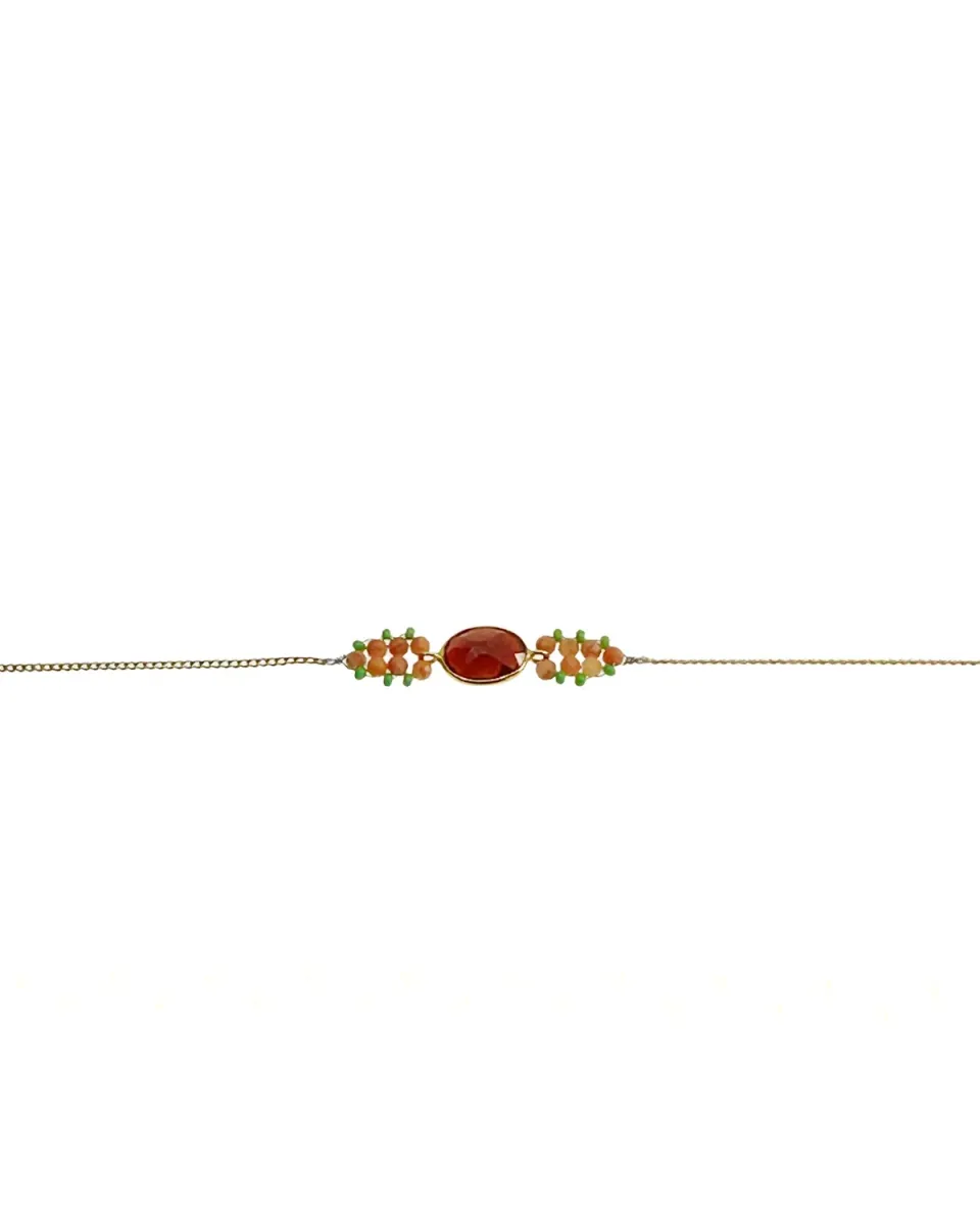 Le Fourbi de Capucine P31 bracelet laiton doré rhodocrosite