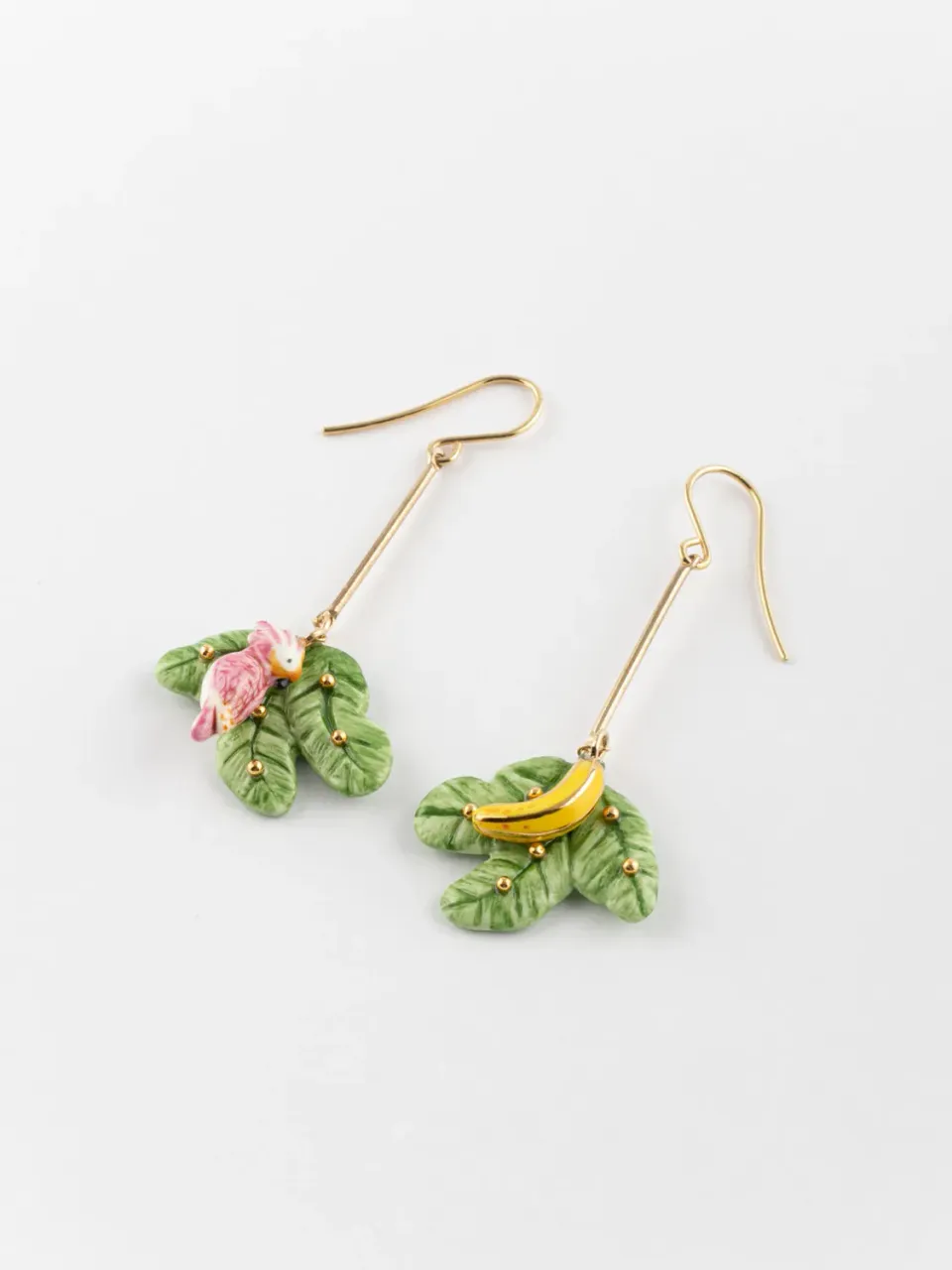 Nach Bijoux Boucles feuilles bananier cacatoès 6 cm