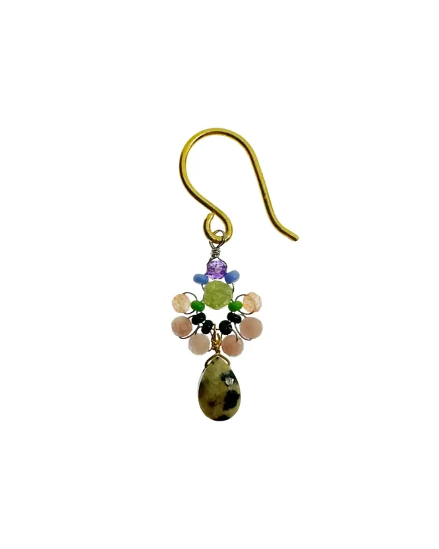Le Fourbi de Capucine P23 boucles d'oreilles laiton doré jaspe