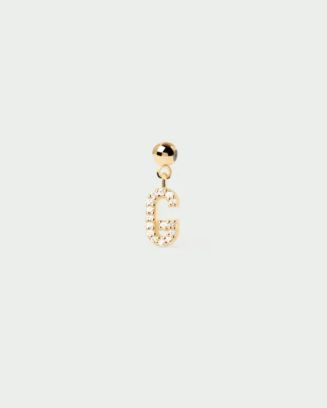 PDPAOLA Letter G charm lettre G zirconia blanc