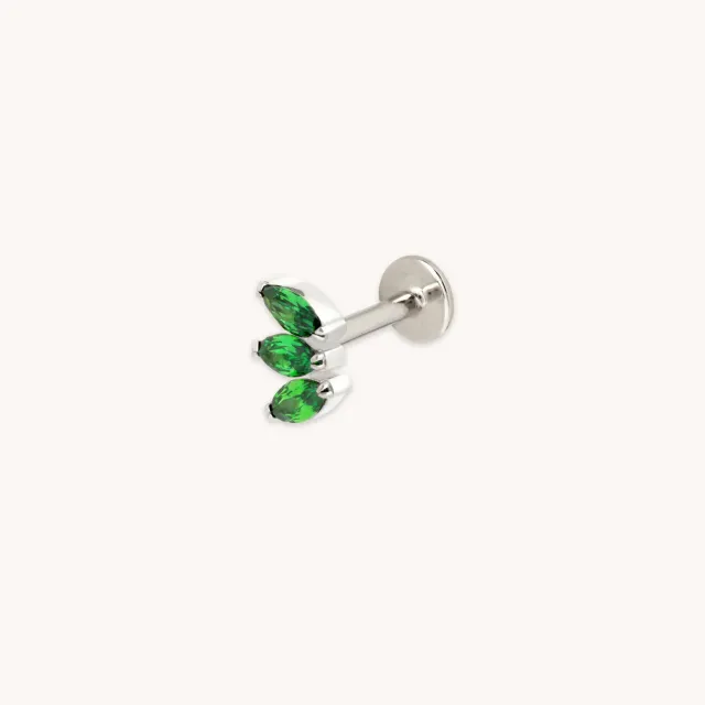 Astrid & Miyu Green Marquise Fan piercing titane platine