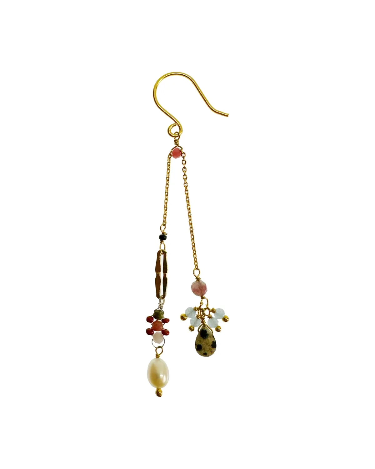 Le Fourbi de Capucine N46 boucles d'oreilles laiton doré jaspe