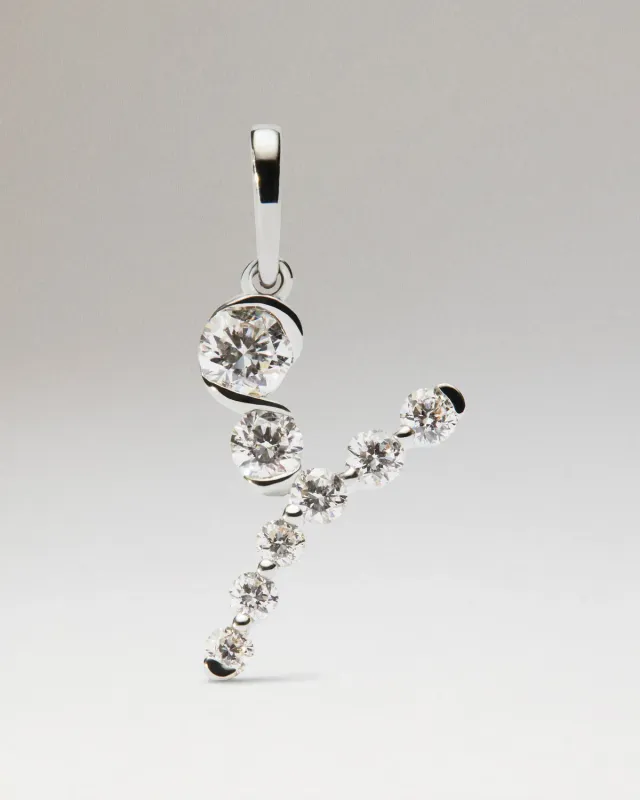 PDPAOLA Initiale Y pendentif diamants or blanc 18ct