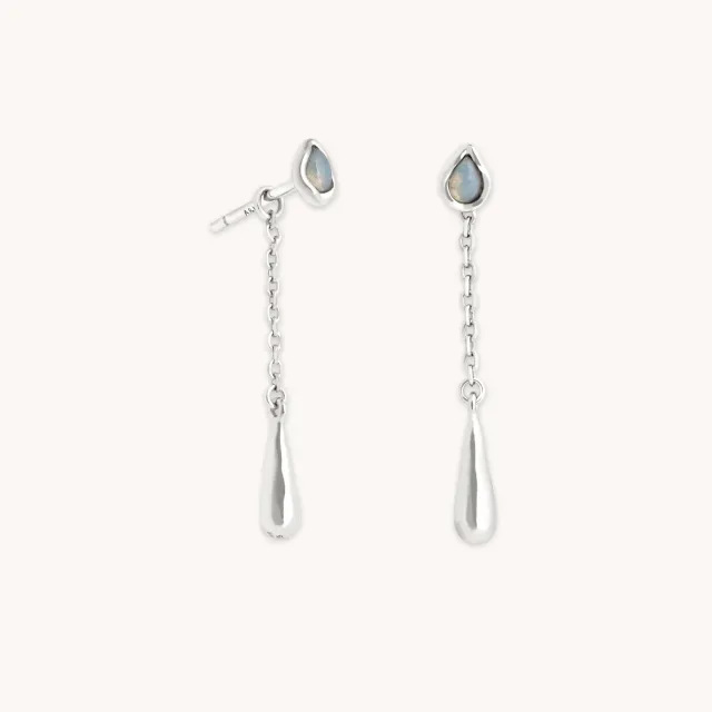Astrid & Miyu Opal Charm Drop Studs boucles d’oreilles argent opale