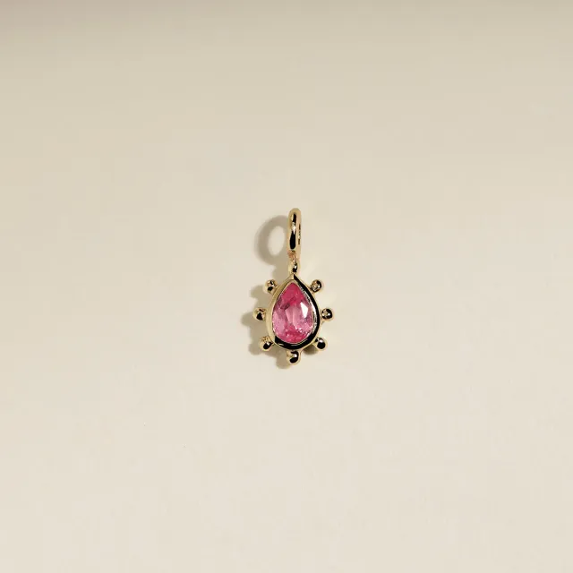 Astrid & Miyu Pink Sapphire Beaded breloque or saphir rose