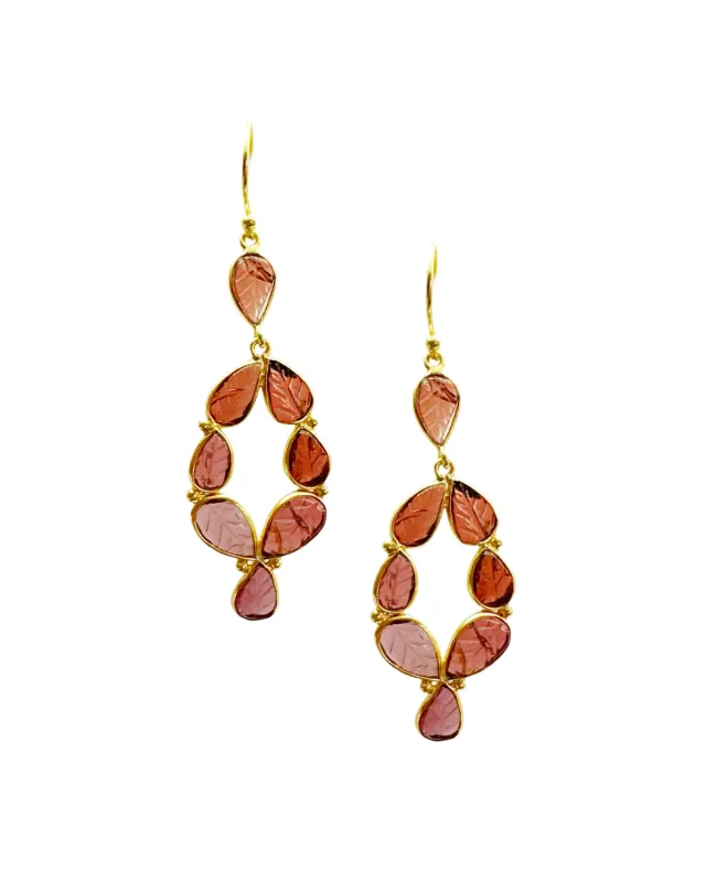 Le Fourbi de Capucine G23 boucles d'oreilles argent doré grenat