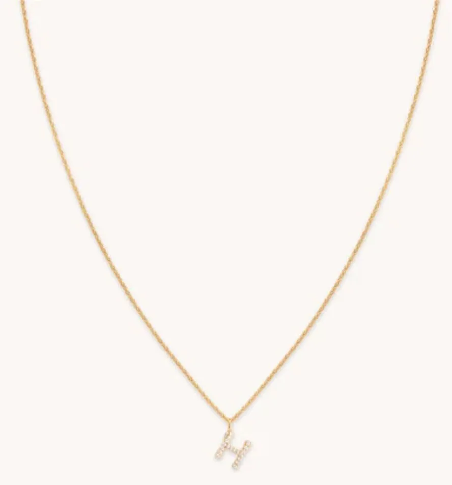 Astrid & Miyu H Initial Pavé collier pendentif doré