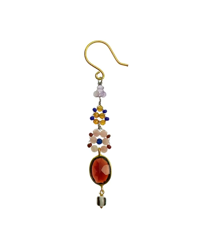 Le Fourbi de Capucine P21 boucles d'oreilles longues grenat