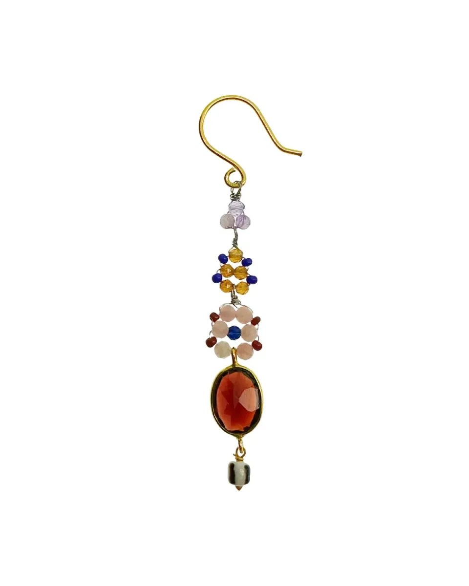 Le Fourbi de Capucine P21 boucles d'oreilles longues grenat