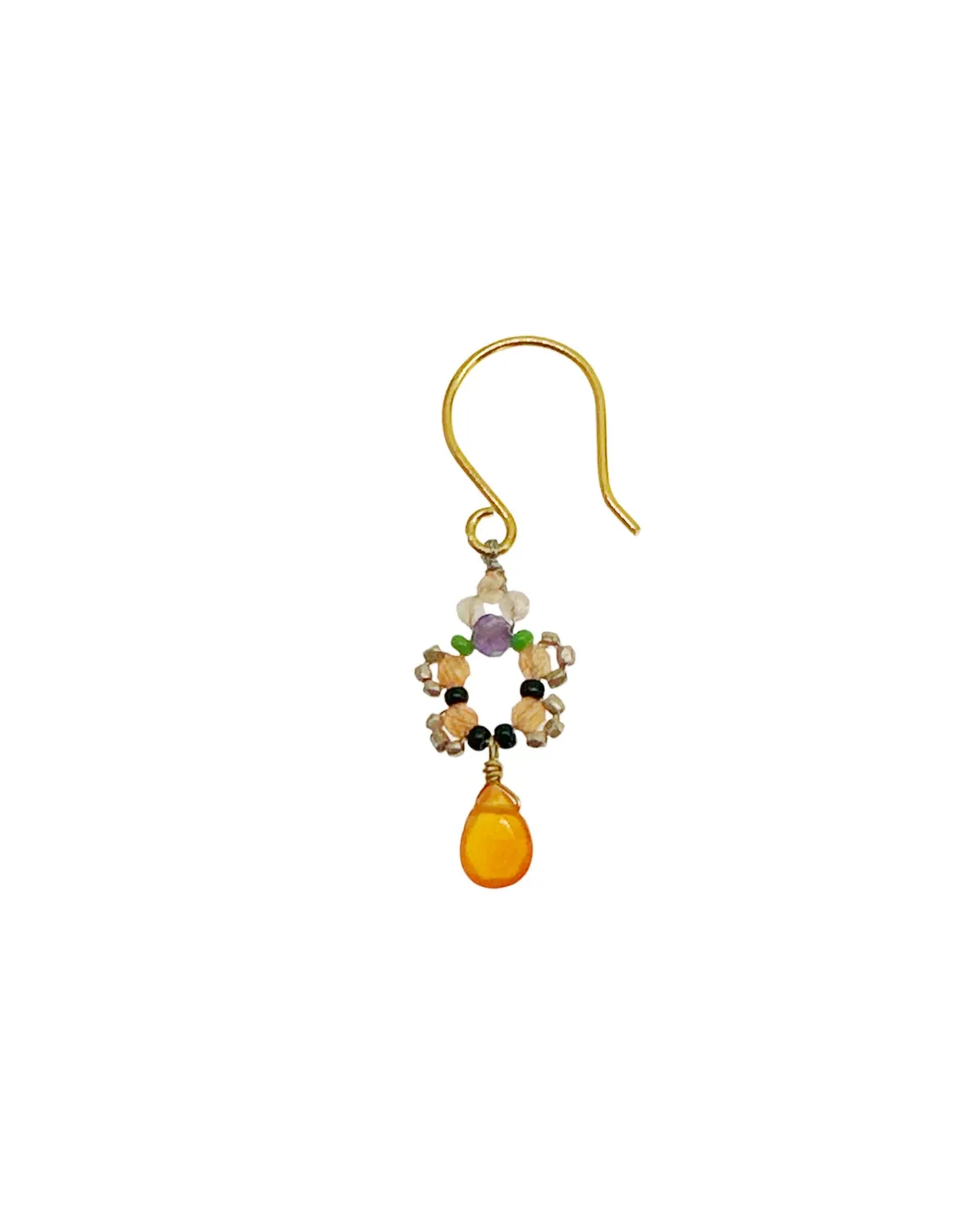Le Fourbi de Capucine Z22 boucles d'oreilles laiton doré cornaline
