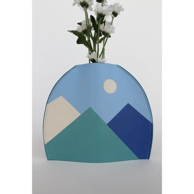 Drelin vase en cuir marqueterie artisanale bouquet frais
