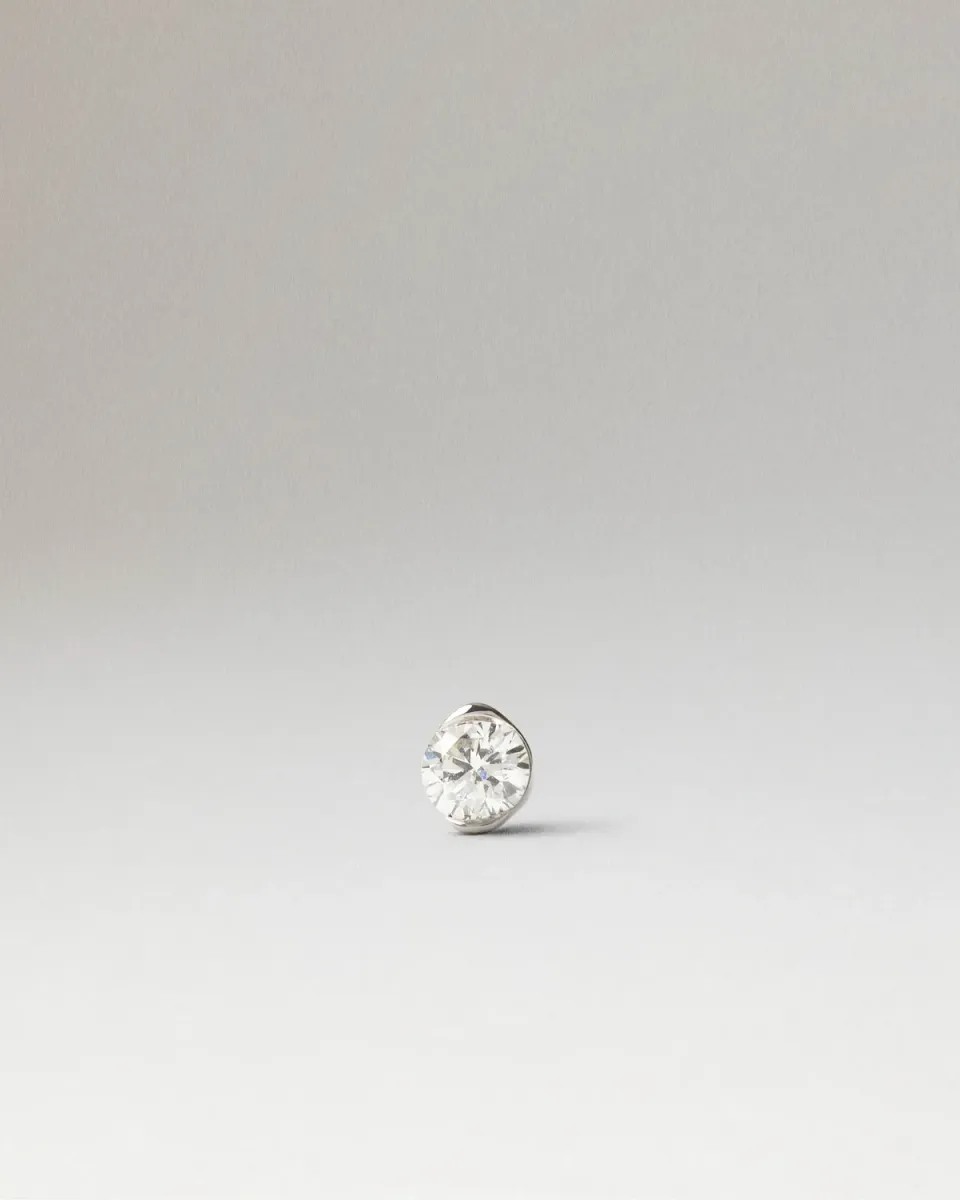 PDPAOLA Sira mono boucle diamant or blanc 18 carats